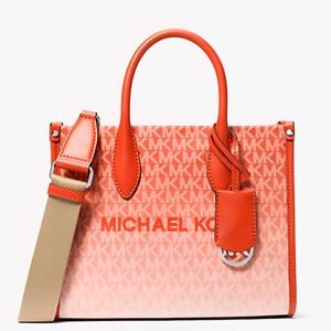 Michael Kors Orange Satchel with Gold Hardware